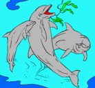 Dibujo Delfines jugando pintado por pablo