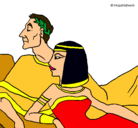 Dibujo César y Cleopatra pintado por magali