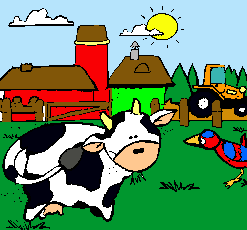 Vaca en la granja