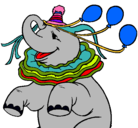 Dibujo Elefante con 3 globos pintado por ch@vit@