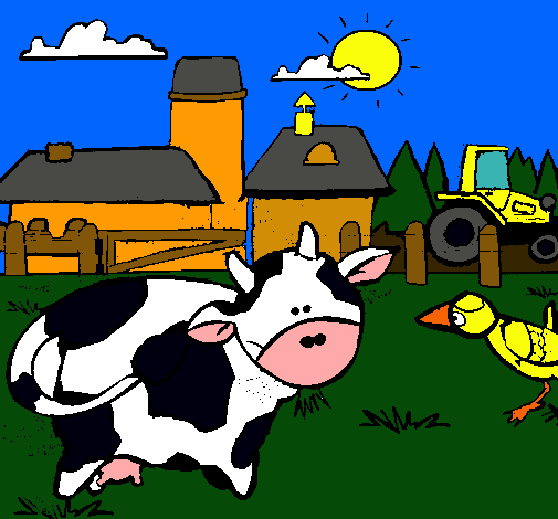 Vaca en la granja