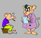 Dibujo Doctor y paciente ratón pintado por enfermo
