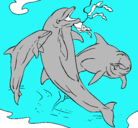 Dibujo Delfines jugando pintado por julia
