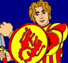 Dibujo Caballero con escudo de león pintado por diego