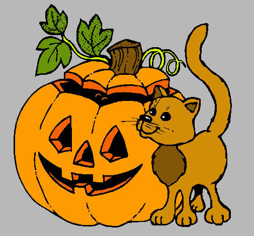 Calabaza y gato