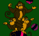 Dibujo Monos haciendo malabares pintado por fgir