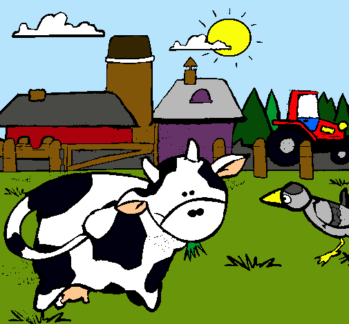 Vaca en la granja