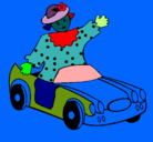 Dibujo Muñeca en coche descapotable pintado por andrea