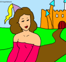 Dibujo Princesa y castillo pintado por yuipmmp