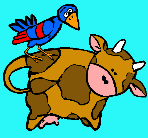 Vaca y pájaro