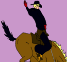 Dibujo Vaquero en caballo pintado por sonic