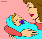 Dibujo Madre con su bebe II pintado por Liz