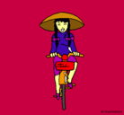 Dibujo China en bicicleta pintado por Aleburgui
