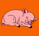 Dibujo Cerdo durmiendo pintado por gatita