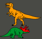 Dibujo Triceratops y tiranosaurios rex pintado por walon