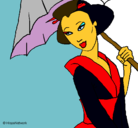 Dibujo Geisha con paraguas pintado por MARIAFERNANDA