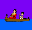 Dibujo Madre e hijo en canoa pintado por JuanPabloSUAREZ