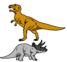 Dibujo Triceratops y tiranosaurios rex pintado por dRAGON