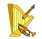 Dibujo Arpa, flauta y trompeta pintado por INSTRUMNETOSPROFETAS