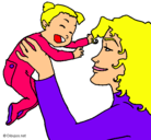 Dibujo Madre con su bebe pintado por kity