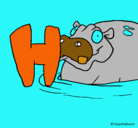 Dibujo Hipopótamo pintado por eva