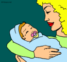Dibujo Madre con su bebe II pintado por amelisylleros
