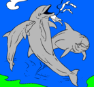Dibujo Delfines jugando pintado por facundo