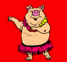 Dibujo Cerdo hawaiano pintado por migue