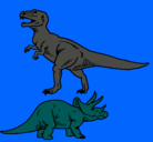 Dibujo Triceratops y tiranosaurios rex pintado por pingo