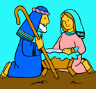 Dibujo Adoran al niño Jesús pintado por aALDANA