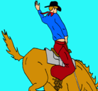 Dibujo Vaquero en caballo pintado por brandon