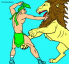 Dibujo Gladiador contra león pintado por AGUSTINOMARPAEZ