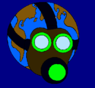 Dibujo Tierra con máscara de gas pintado por marianalizethhernandez