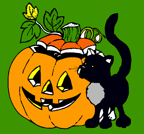 Calabaza y gato