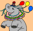 Dibujo Elefante con 3 globos pintado por linag