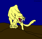 Dibujo Tigre con afilados colmillos pintado por abraham