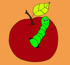 Dibujo Manzana con gusano pintado por blancanelly