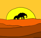 Dibujo Elefante en el amanecer pintado por Arwen