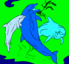 Dibujo Delfines jugando pintado por blues