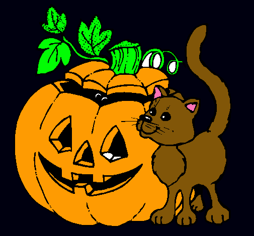 Calabaza y gato