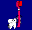 Dibujo Muela y cepillo de dientes pintado por monse