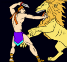 Dibujo Gladiador contra león pintado por DEBORAH