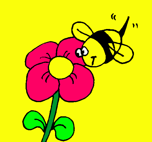 Abeja y flor