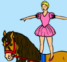 Dibujo Trapecista encima de caballo pintado por alondra