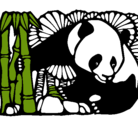 Dibujo Oso panda y bambú pintado por paula