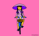 Dibujo China en bicicleta pintado por albita