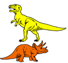 Dibujo Triceratops y tiranosaurios rex pintado por hernan