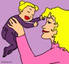 Dibujo Madre con su bebe pintado por Martina
