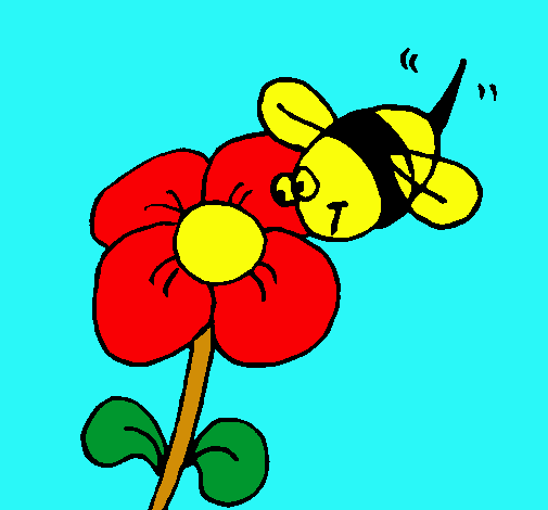 Abeja y flor