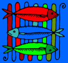 Dibujo Pescado a la brasa pintado por alex